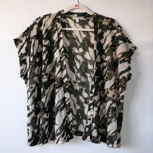 Roommates Womens Brown & White Open Front Abstract Print Cardigan Size XL